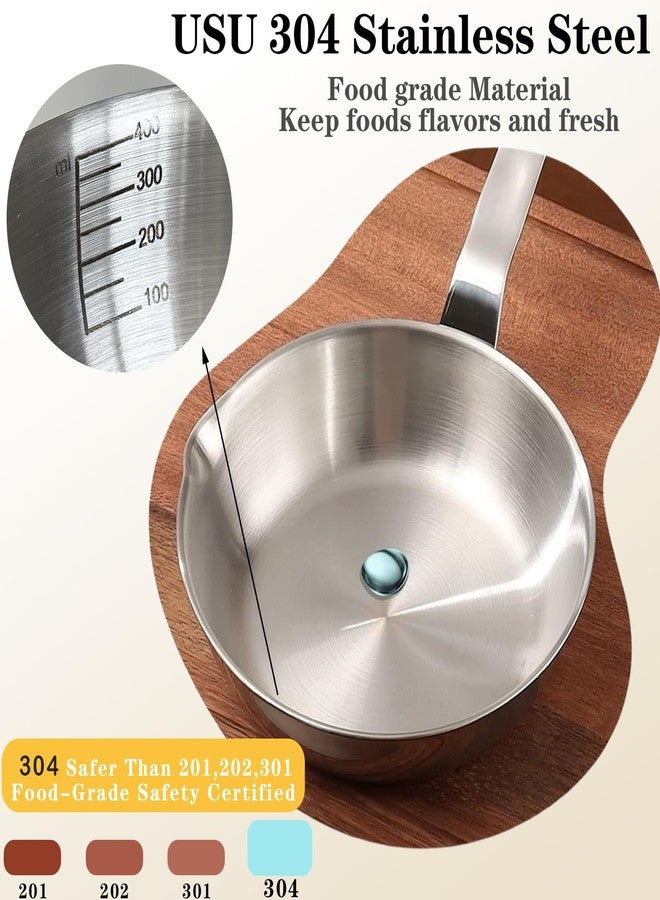 Bigwinyep Mini Egg Pan, 304 Stainless Steel Omelet Pan, 5.1Inch Sauce Pan Mini Skillet for Butter Warmer Small Pot Cooking with 10.5" Scraper - Image 3